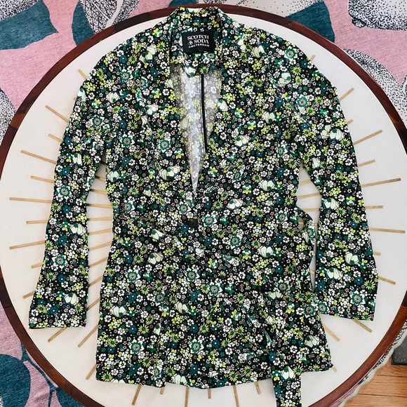 NWT Scotch & Soda Floral Print Belted Blazer - Picture 3 of 7